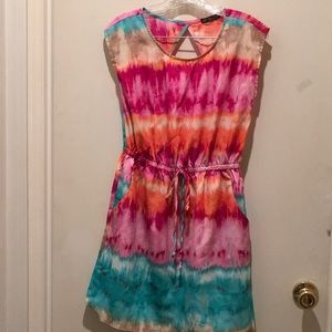 MULTI PASTEL DRESS SZ S W/POCKETS NWOT PERFECT WOW